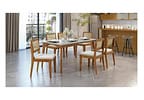 Mesa de Jantar 6 Cadeiras Retangular - Mel e Off White Nesher Monalisa