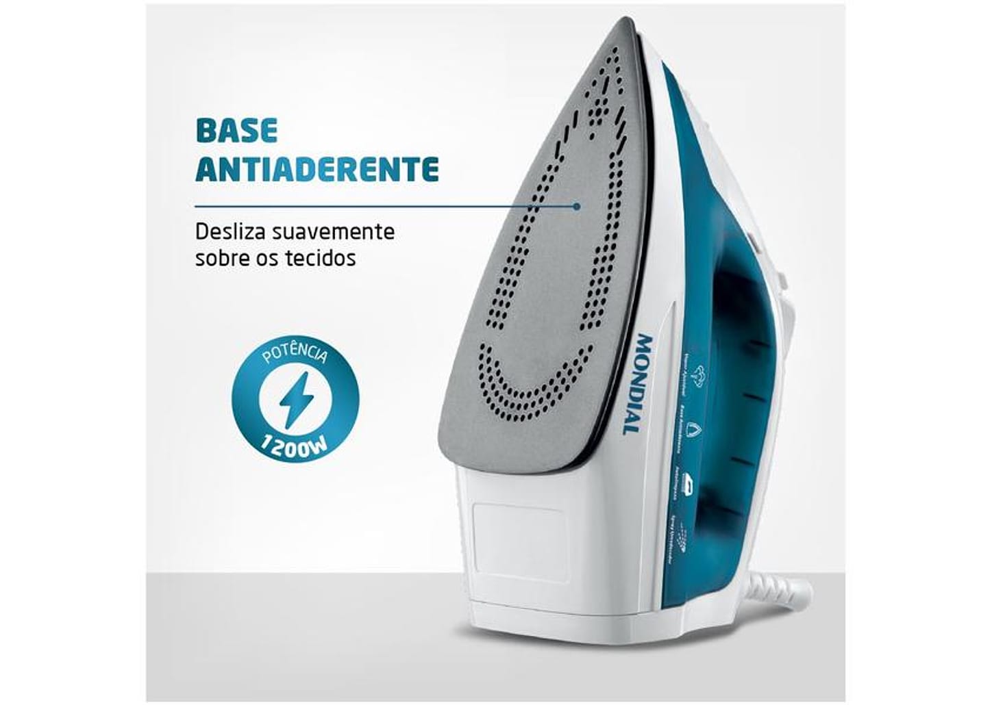 Ferro de Passar Roupa a Vapor e a Seco Mondial - F-32 Verde e Branco