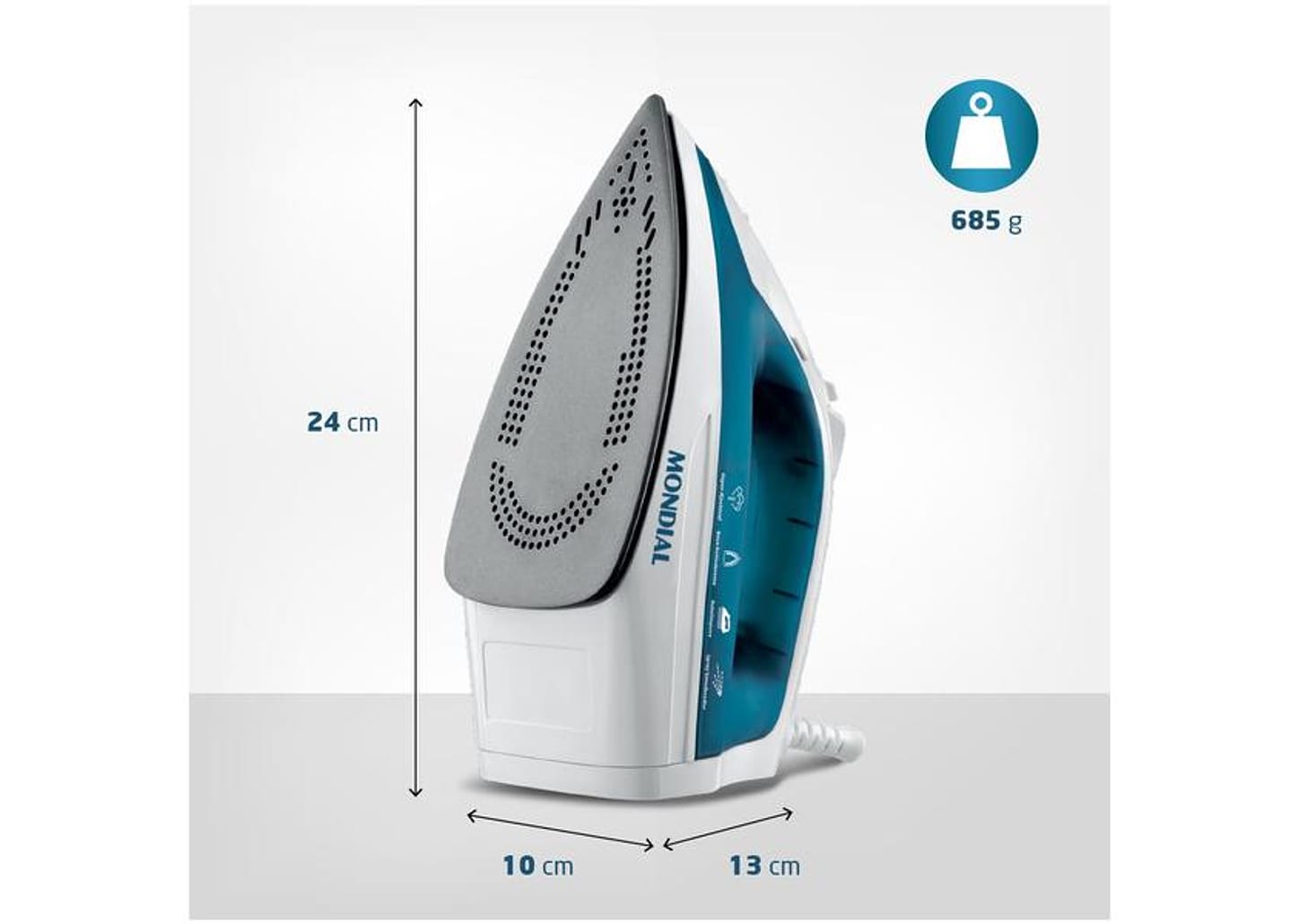 Ferro de Passar Roupa a Vapor e a Seco Mondial - F-32 Verde e Branco