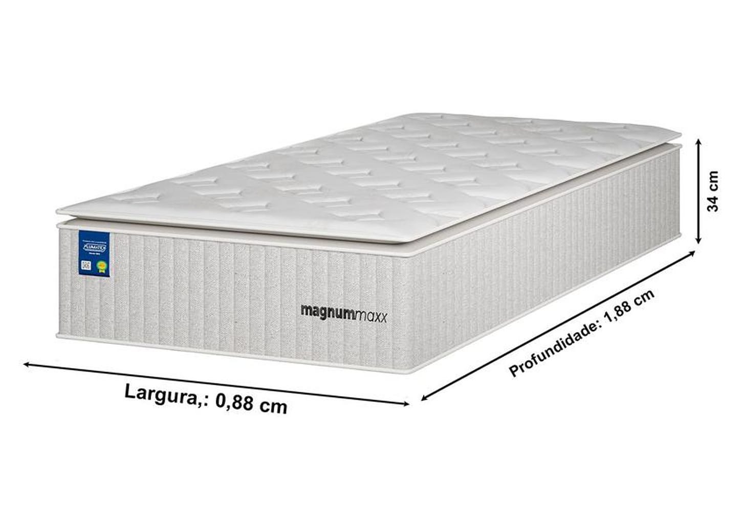 Colchão Solteiro Plumatex de Mola Ensacada 88x34x188cm Magnum Maxx