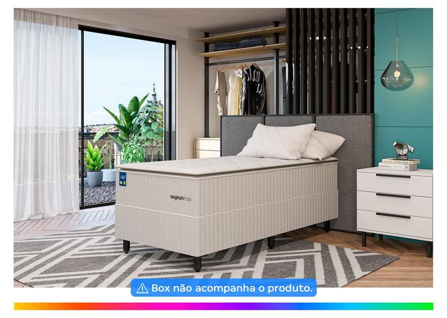 Colchão Solteiro Plumatex de Mola Ensacada 88x34x188cm Magnum Maxx