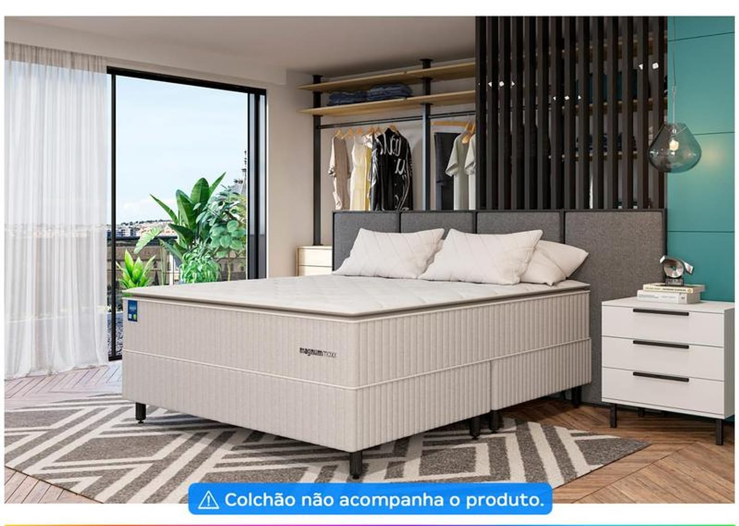 Base Cama Box King Plumatex Bipartido 37x193x203cm Magnum Maxx