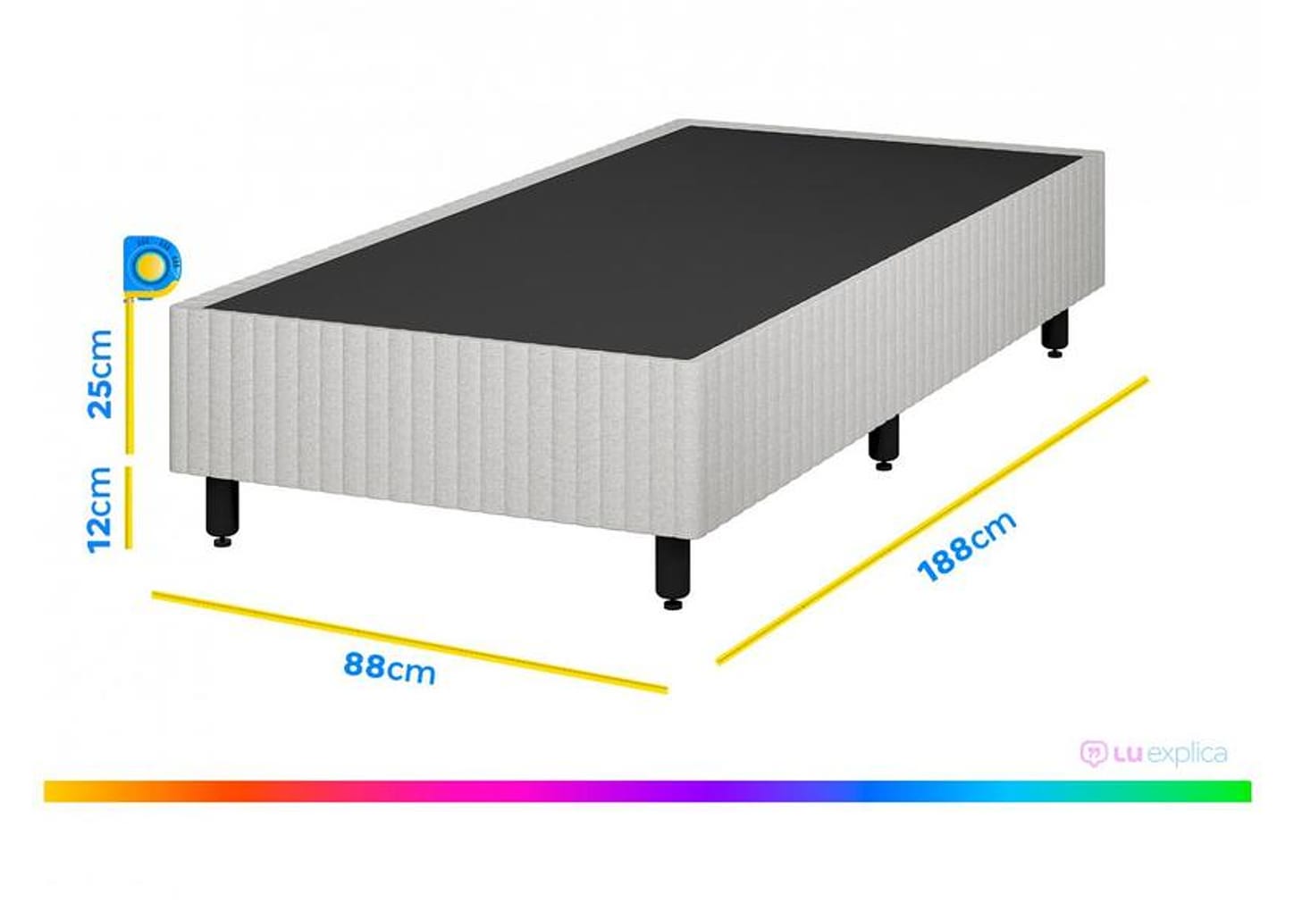 Base Cama Box Solteiro Plumatex 37x88x188cm - Magnum Maxx