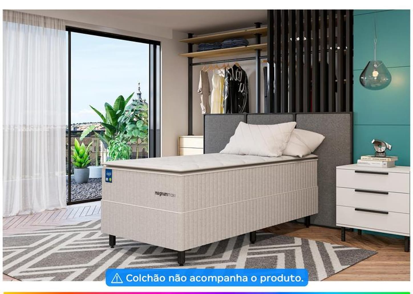 Base Cama Box Solteiro Plumatex 37x88x188cm - Magnum Maxx