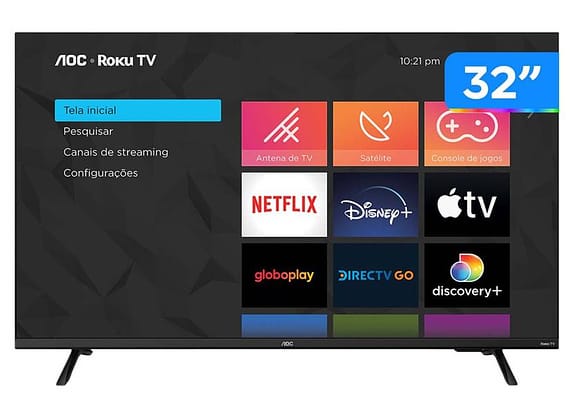 Smart TV 32” HD D-LED AOC 32S5135/78G VA - Wi-Fi 3 HDMI 1 USB