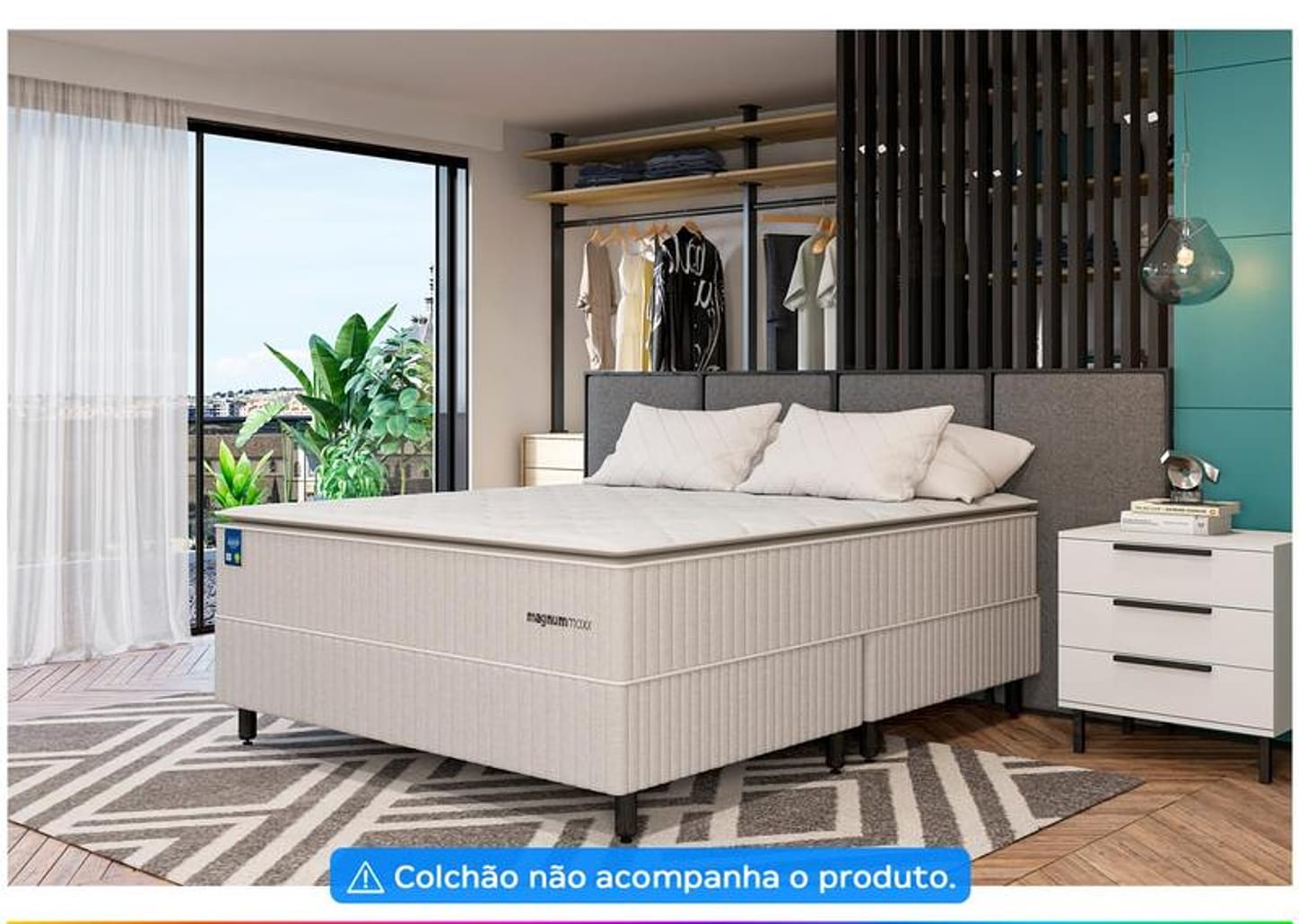 Base Cama Box Queen Plumatex Bipartido 37x158x198cm Magnum Maxx