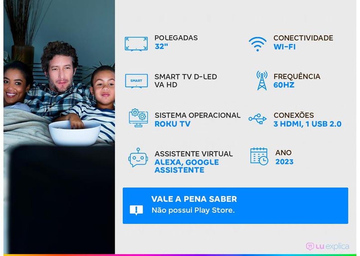 Smart TV 32” HD D-LED AOC 32S5135/78G VA - Wi-Fi 3 HDMI 1 USB