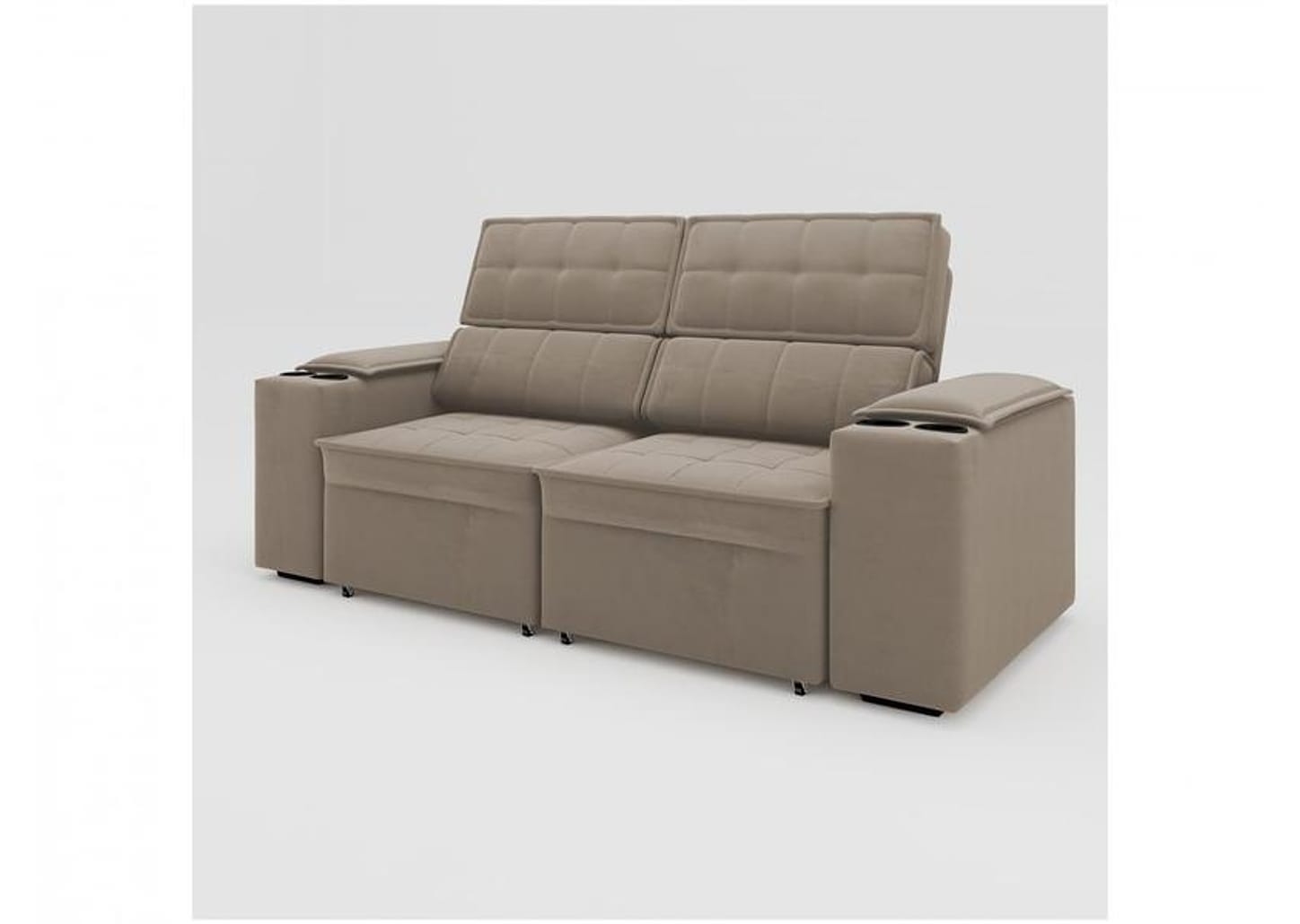 Sofá Retrátil Reclinável 3 Lugares Veludo Joly Cancún Gralha Azul Estofados