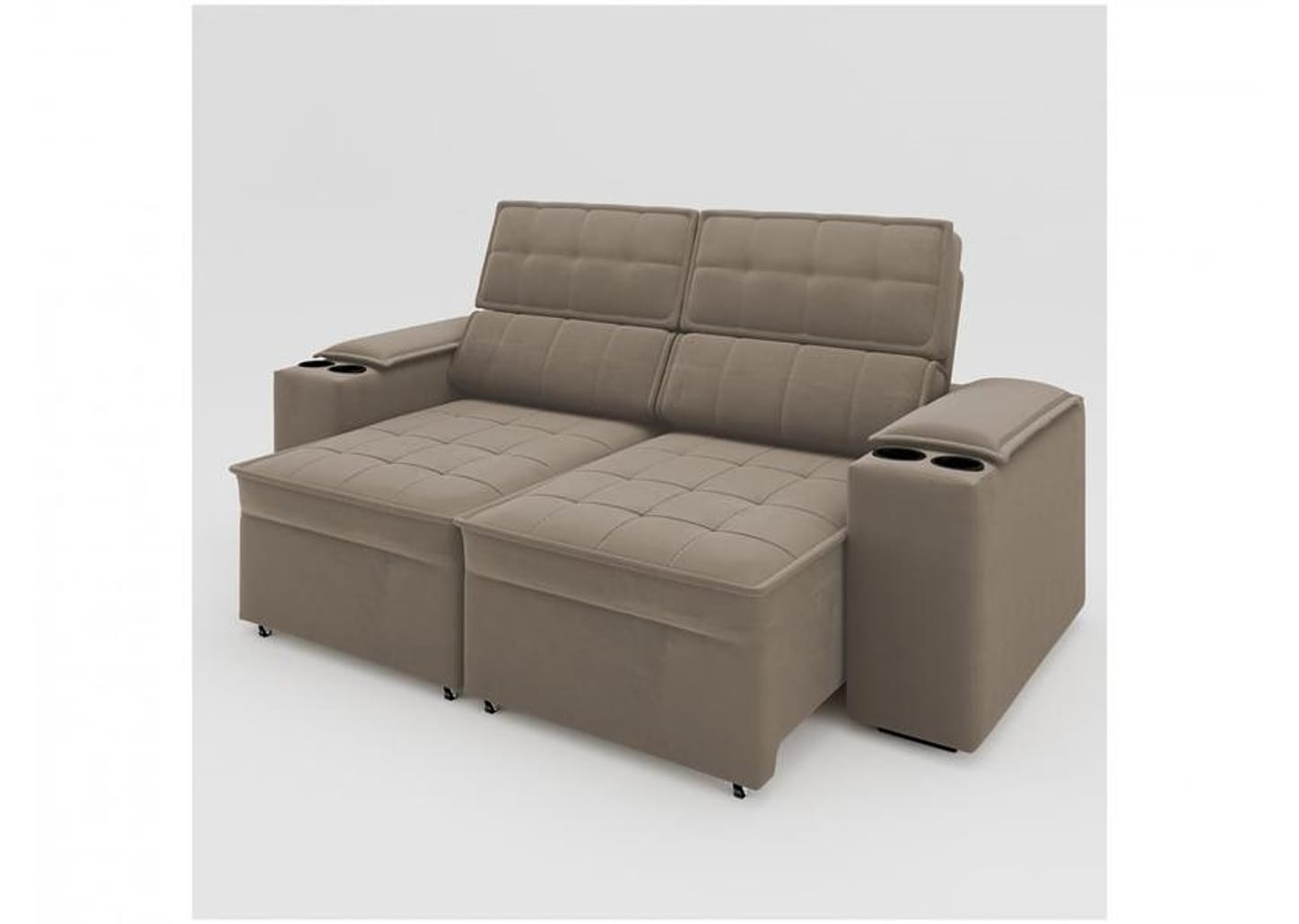 Sofá Retrátil Reclinável 3 Lugares Veludo Joly Cancún Gralha Azul Estofados