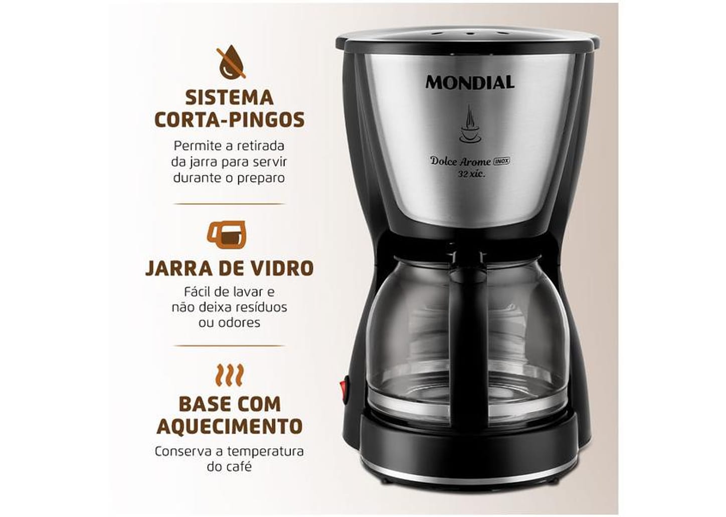 Cafeteira Elétrica Mondial Dolce Arome C-32-32X 32 Cafés Preta