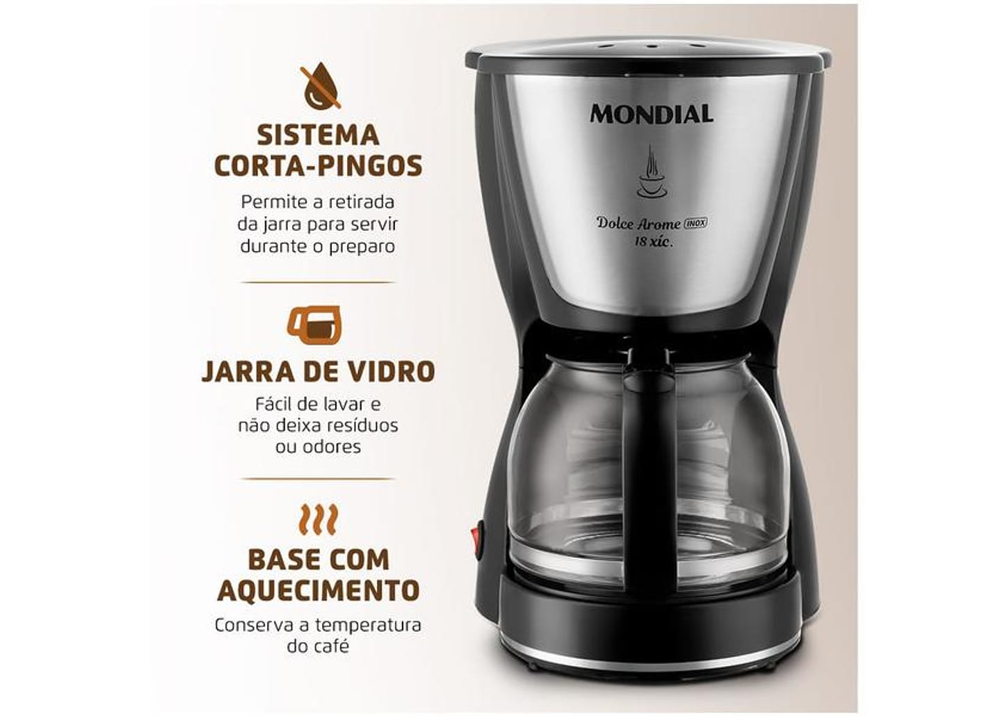 Cafeteira Elétrica Mondial Dolce Arome C-30-18X 18 Cafés Preta
