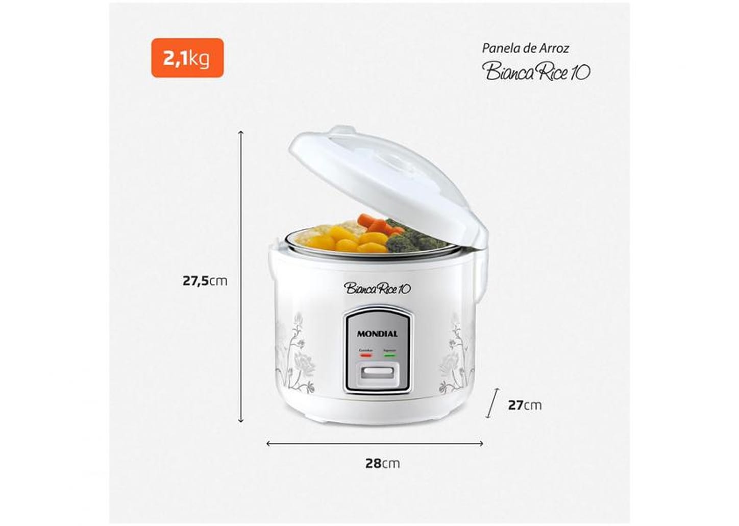 Panela de Arroz Elétrica Mondial Bianca Rice PE-10 10 Xícaras 700W