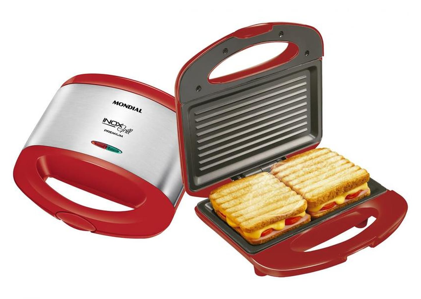 Sanduicheicha Grill Mondial Premium S-19 2 em 1 - Vermelha 800W Antiaderente