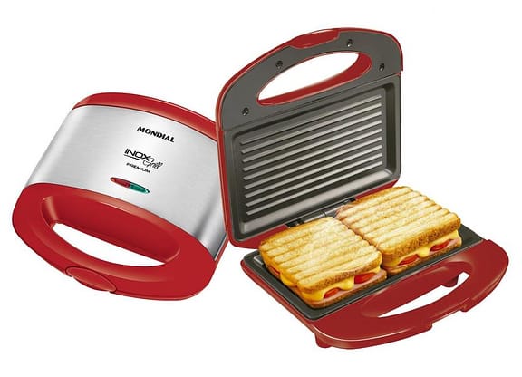 Sanduicheicha Grill Mondial Premium S-19 2 em 1 - Vermelha 800W Antiaderente
