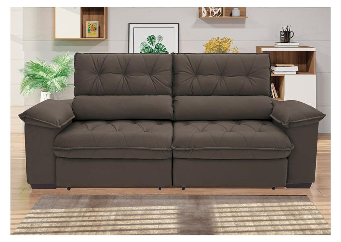 Sofá Retrátil Reclinável 4 Lugares Suede Hannover - Linoforte