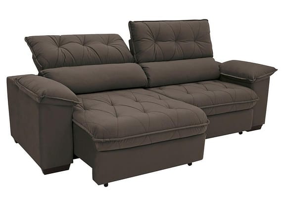 Sofá Retrátil Reclinável 4 Lugares Suede Hannover - Linoforte