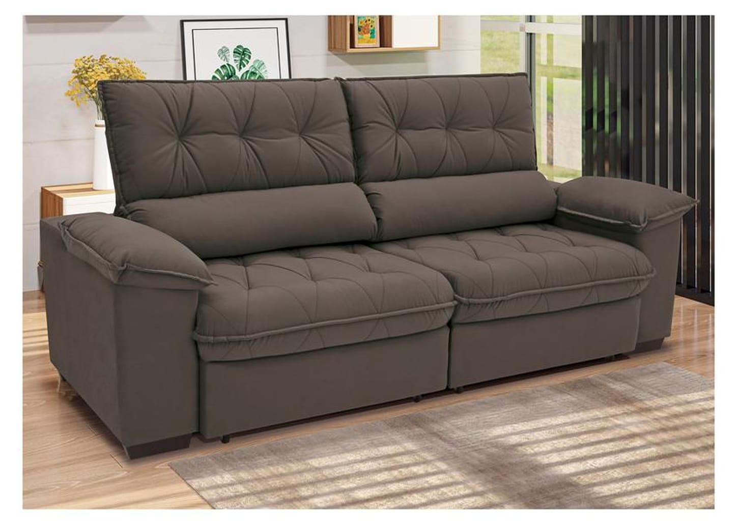 Sofá Retrátil Reclinável 4 Lugares Suede Hannover - Linoforte