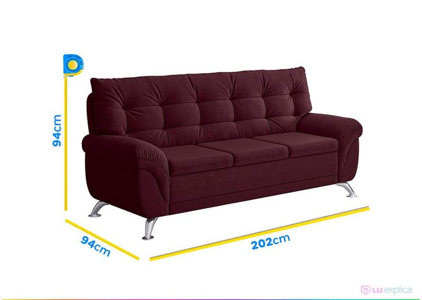 Sofá 3 Lugares Suede Atrium Linoforte