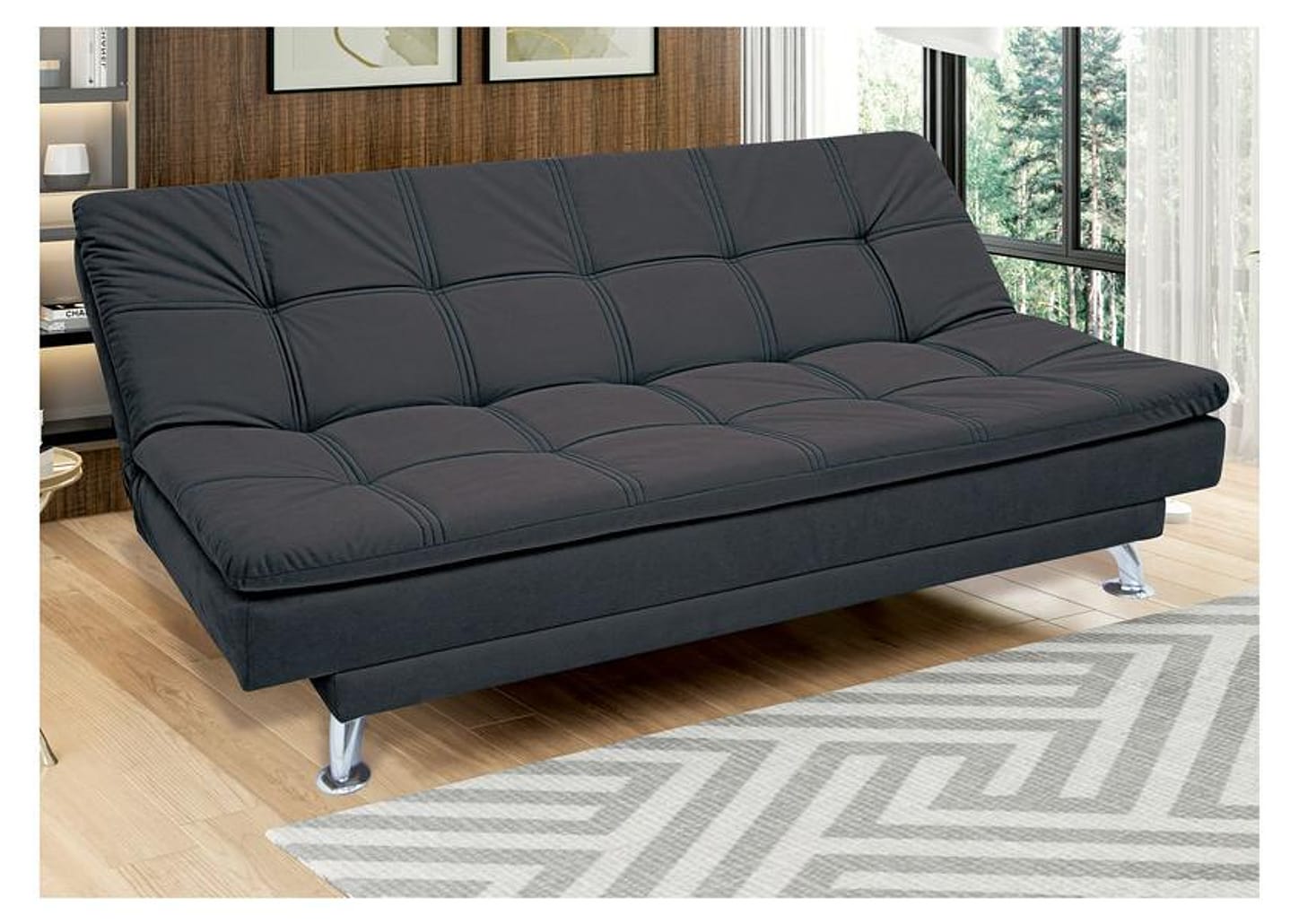 Sofá-cama Casal Reclinável Suede Linoforte Yasmin