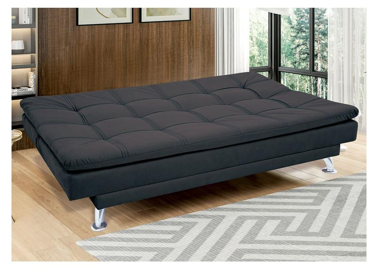 Sofá-cama Casal Reclinável Suede Linoforte Yasmin