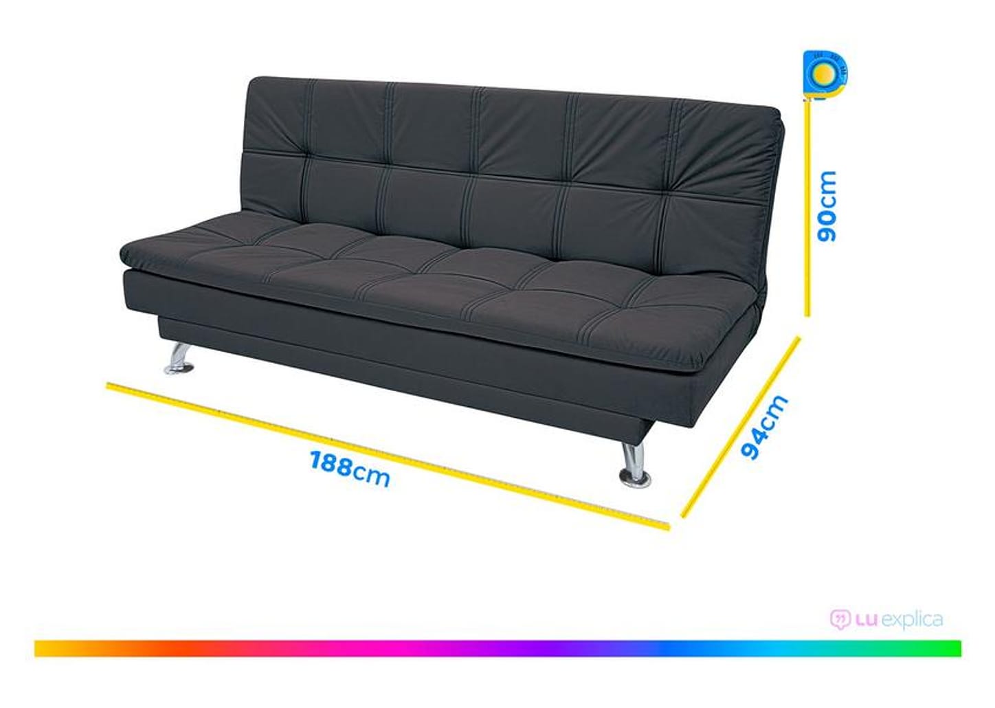 Sofá-cama Casal Reclinável Suede Linoforte Yasmin