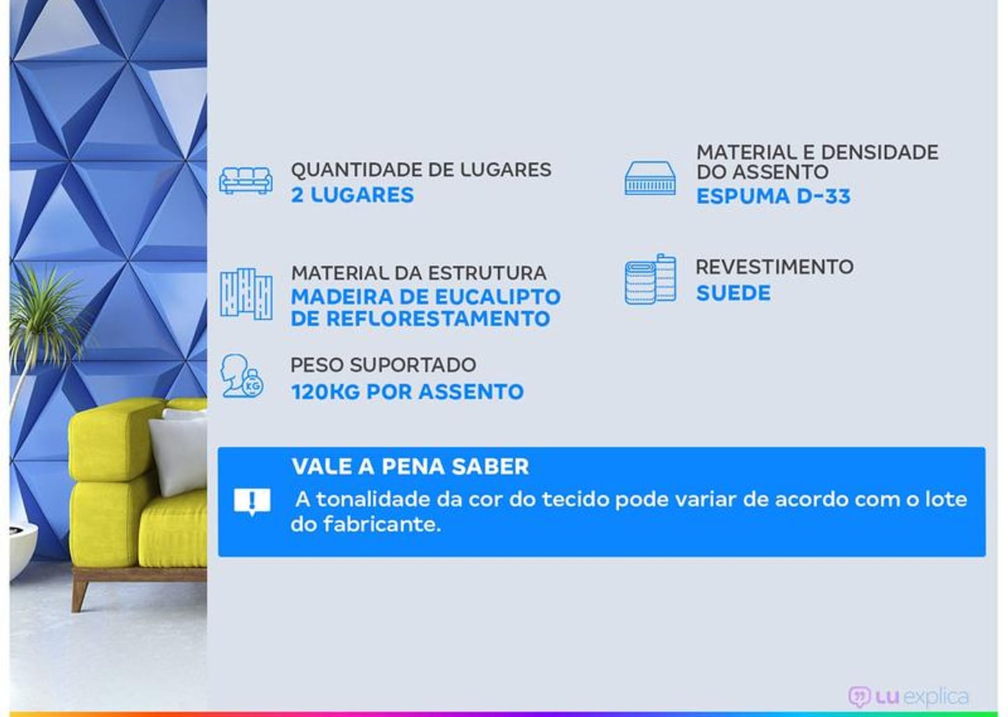 Sofá 2 Lugares Suede Atrium Linoforte