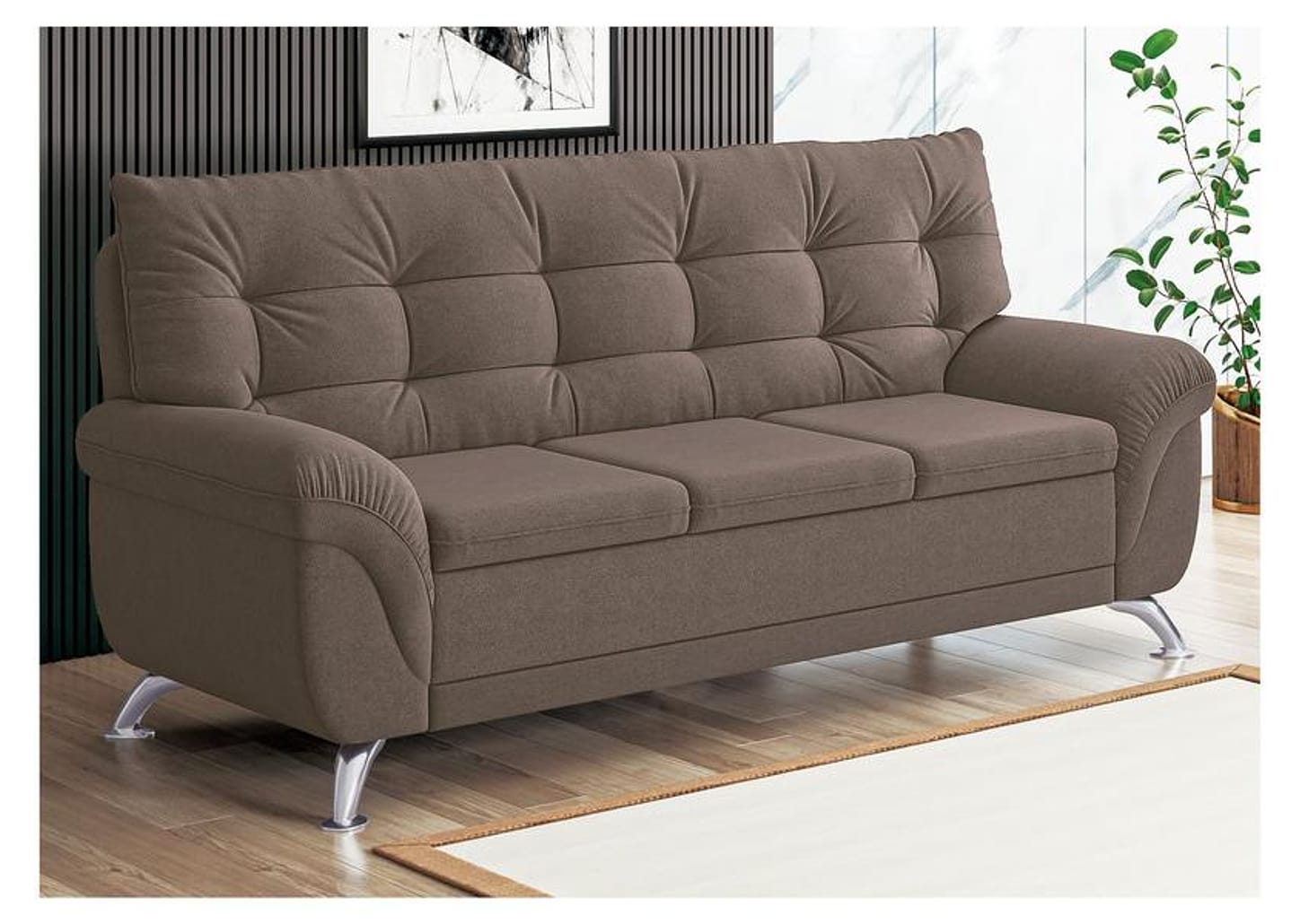 Sofá 3 Lugares Suede Atrium Linoforte