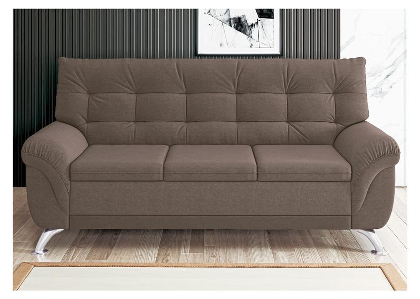 Sofá 3 Lugares Suede Atrium Linoforte