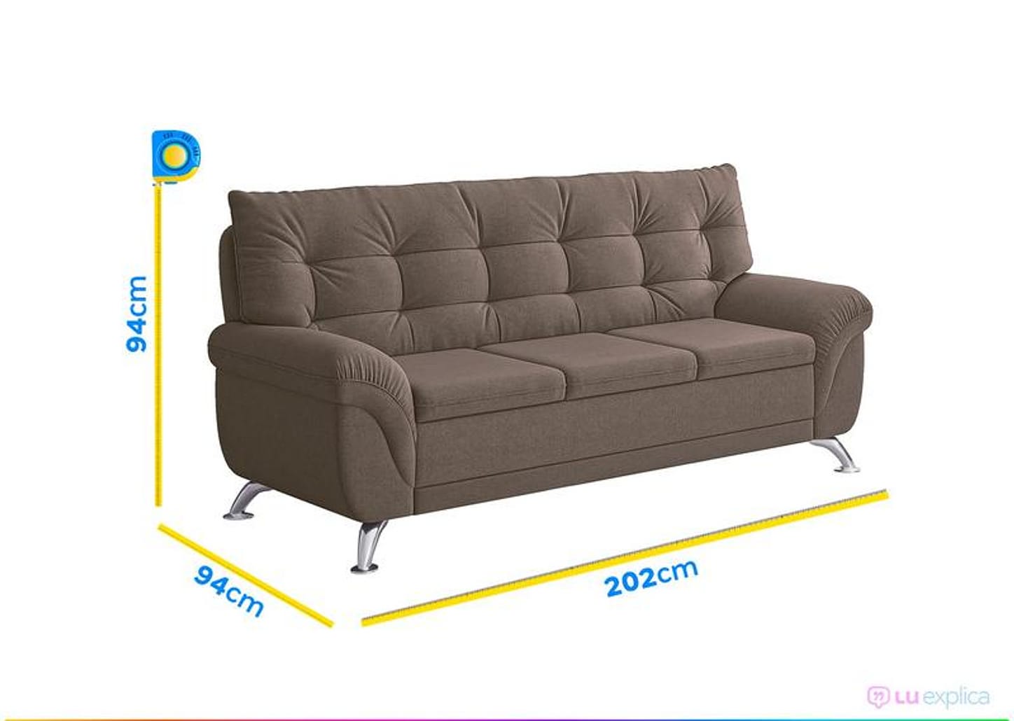 Sofá 3 Lugares Suede Atrium Linoforte