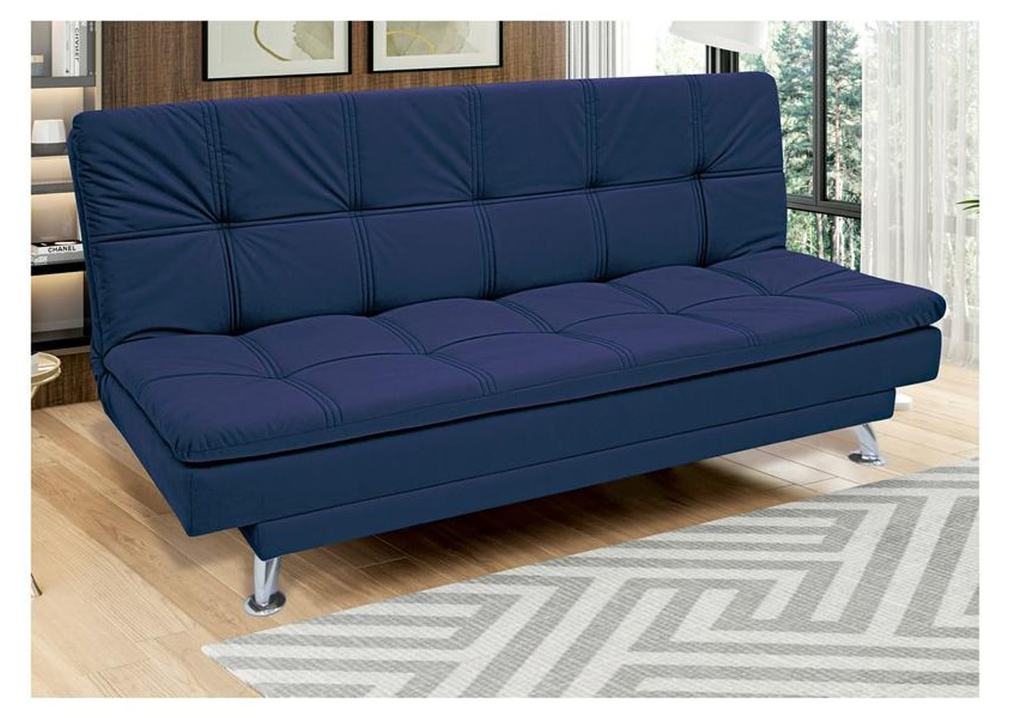 Sofá-cama Casal Reclinável Suede Linoforte Yasmin