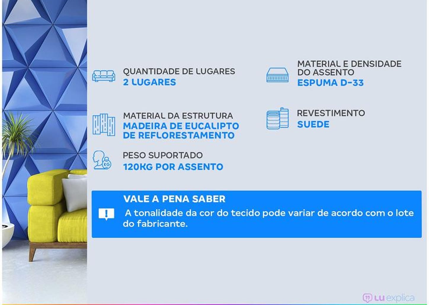 Sofá 2 Lugares Suede Atrium Linoforte