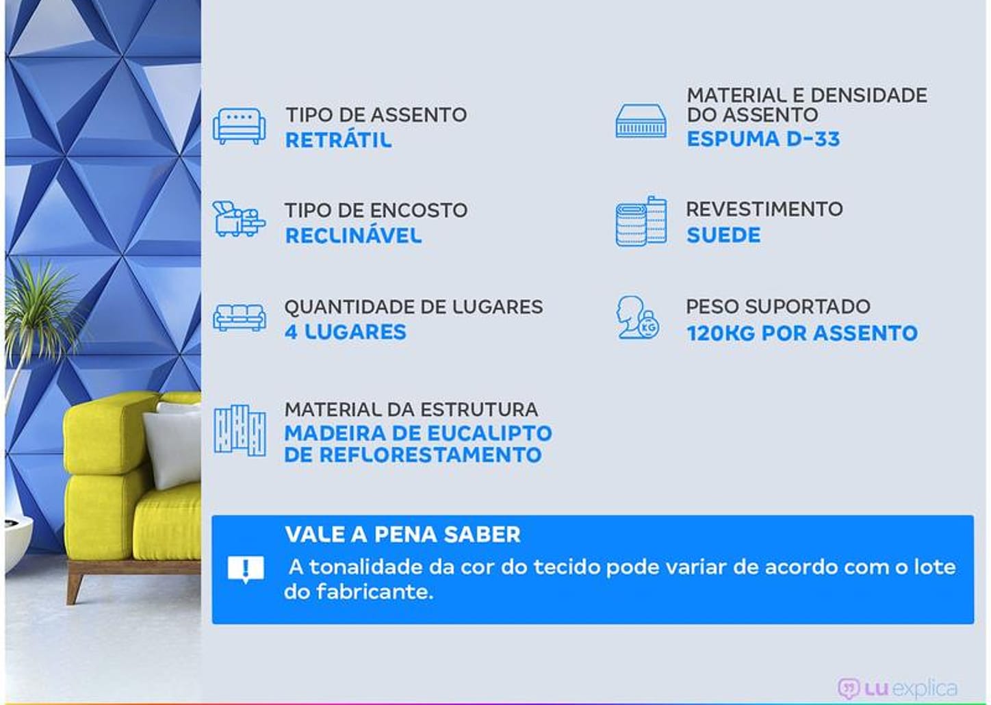 Sofá Retrátil Reclinável 4 Lugares Suede Hannover - Linoforte