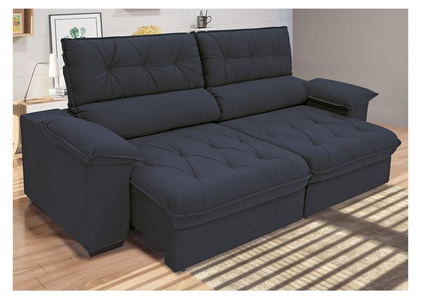 Sofá Retrátil Reclinável 4 Lugares Suede Hannover - Linoforte