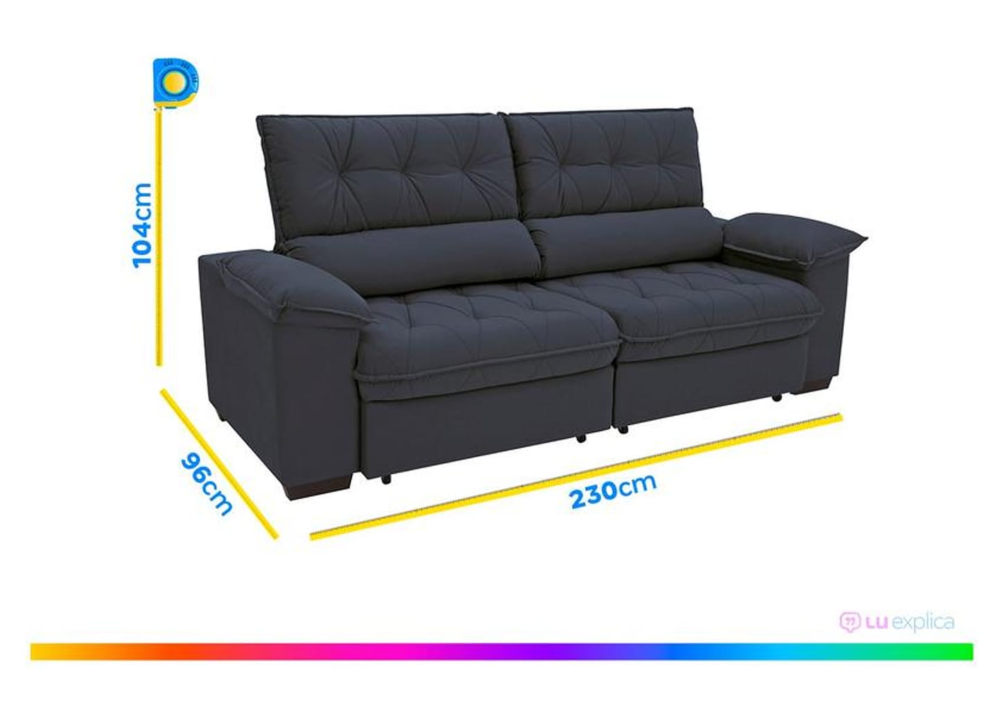 Sofá Retrátil Reclinável 4 Lugares Suede Hannover - Linoforte