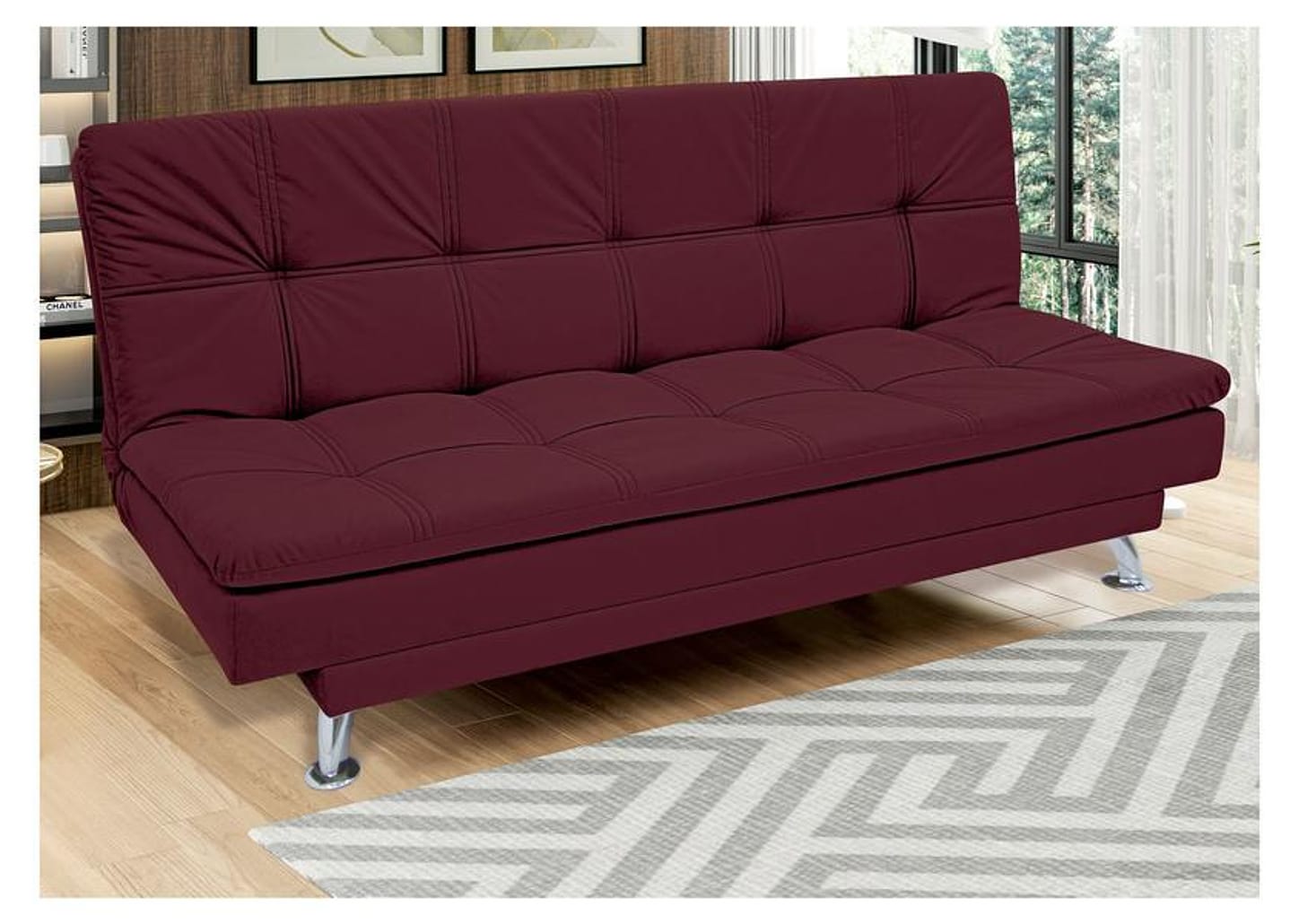 Sofá-cama Casal Reclinável Suede Linoforte Yasmin