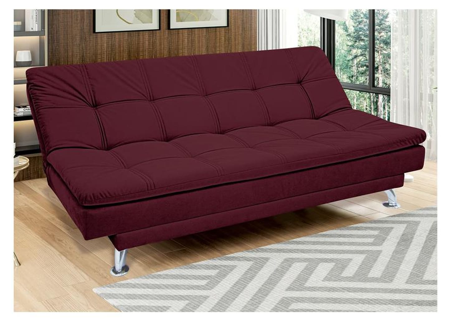 Sofá-cama Casal Reclinável Suede Linoforte Yasmin