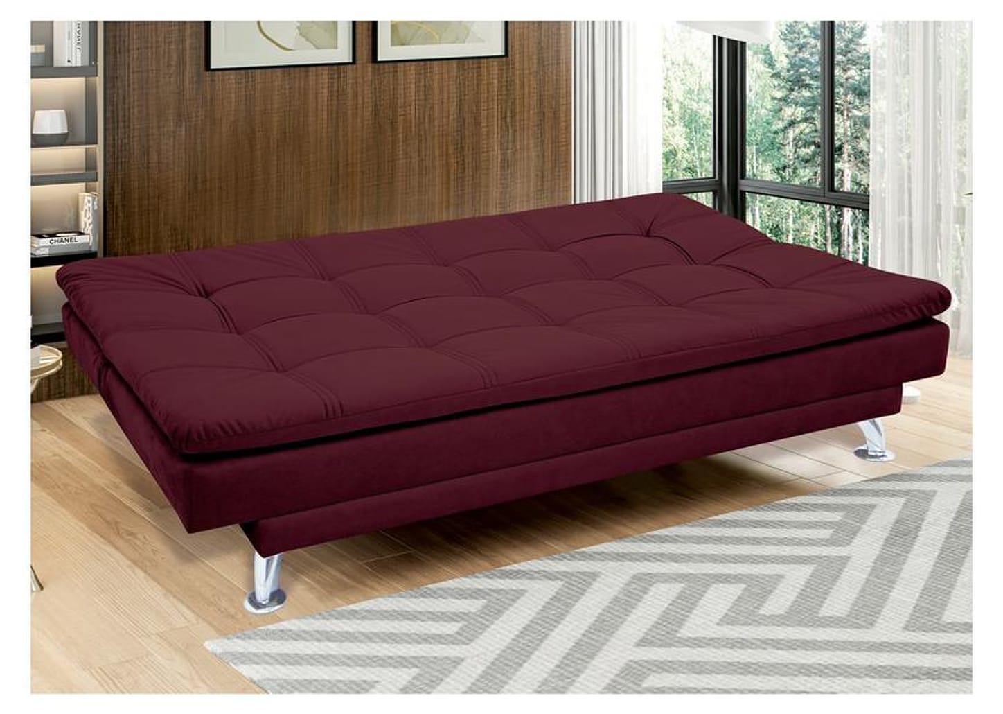 Sofá-cama Casal Reclinável Suede Linoforte Yasmin