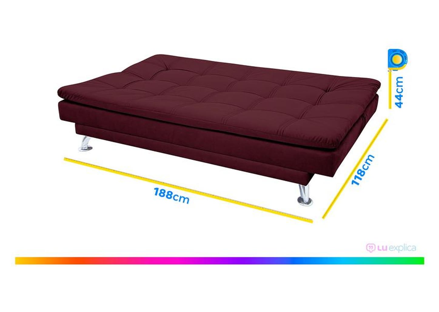 Sofá-cama Casal Reclinável Suede Linoforte Yasmin