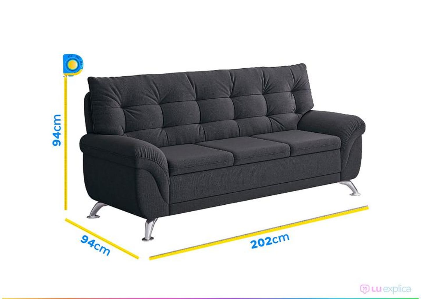 Sofá 3 Lugares Suede Atrium Linoforte