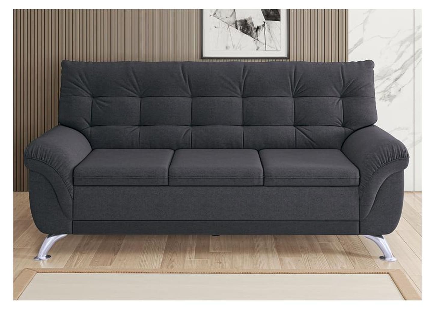 Sofá 3 Lugares Suede Atrium Linoforte