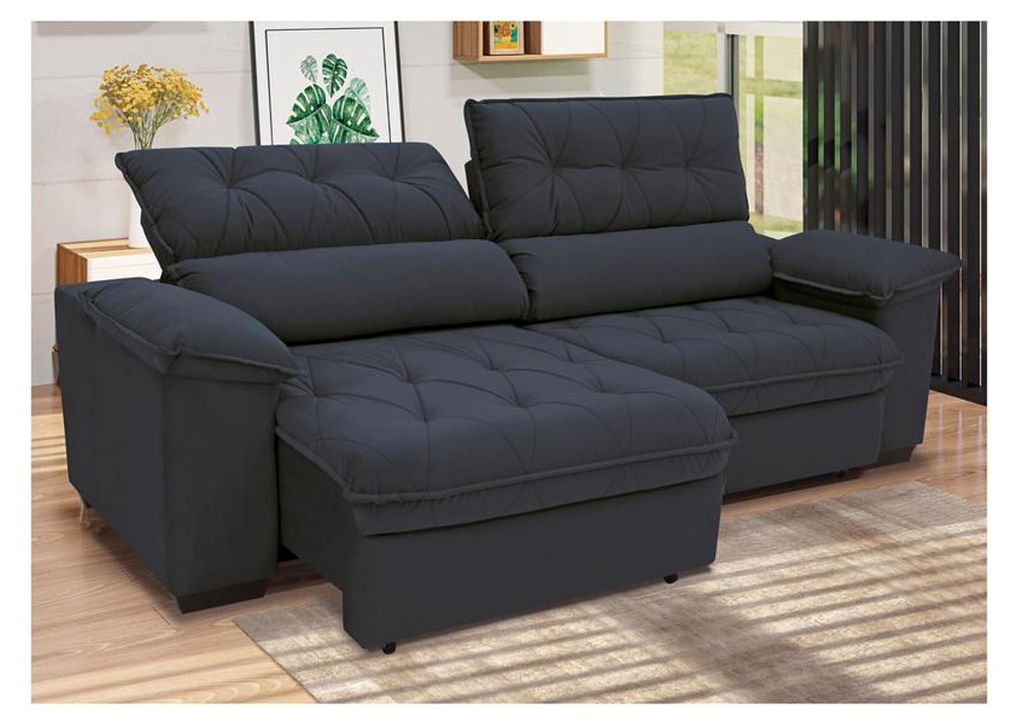 Sofá Retrátil Reclinável 3 Lugares Suede Hannover Linoforte