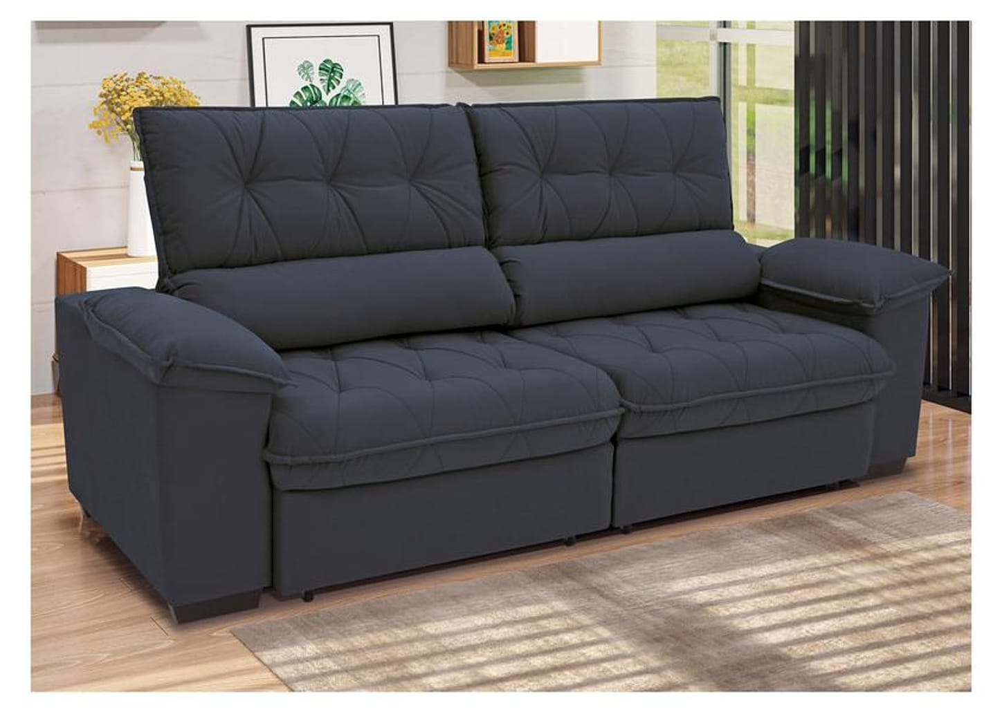 Sofá Retrátil Reclinável 3 Lugares Suede Hannover Linoforte