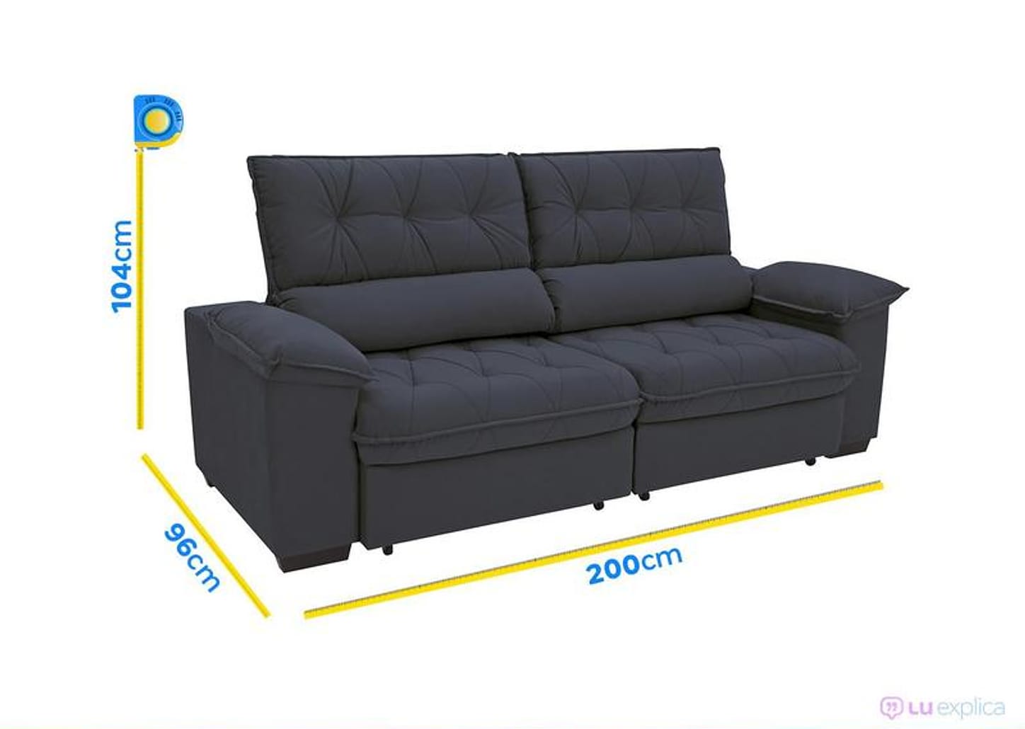 Sofá Retrátil Reclinável 3 Lugares Suede Hannover Linoforte