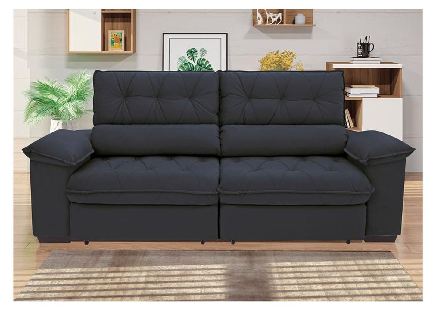 Sofá Retrátil Reclinável 3 Lugares Suede Hannover Linoforte