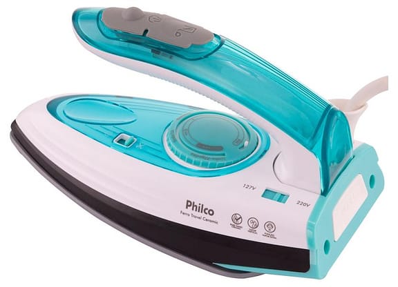 Ferro de Passar Roupa a Vapor Philco - Travel Ceramic Azul