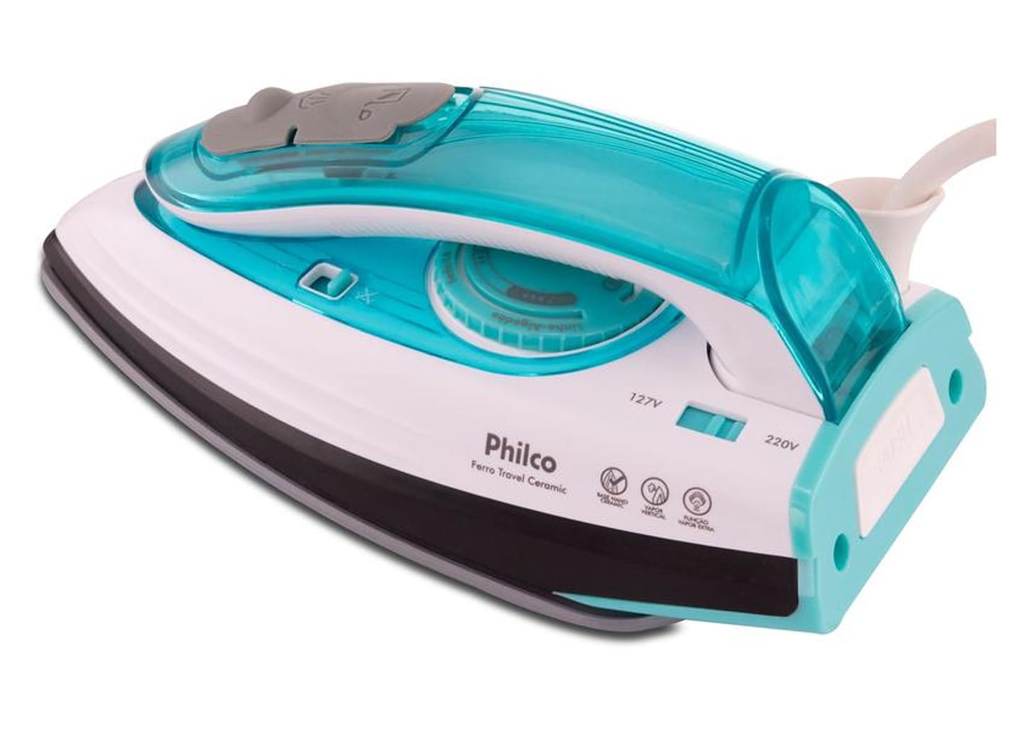 Ferro de Passar Roupa a Vapor Philco - Travel Ceramic Azul