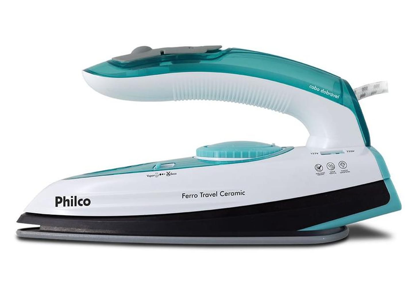 Ferro de Passar Roupa a Vapor Philco - Travel Ceramic Azul