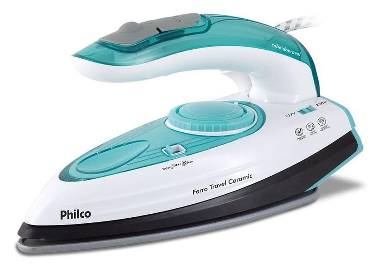 Ferro de Passar Roupa a Vapor Philco - Travel Ceramic Azul
