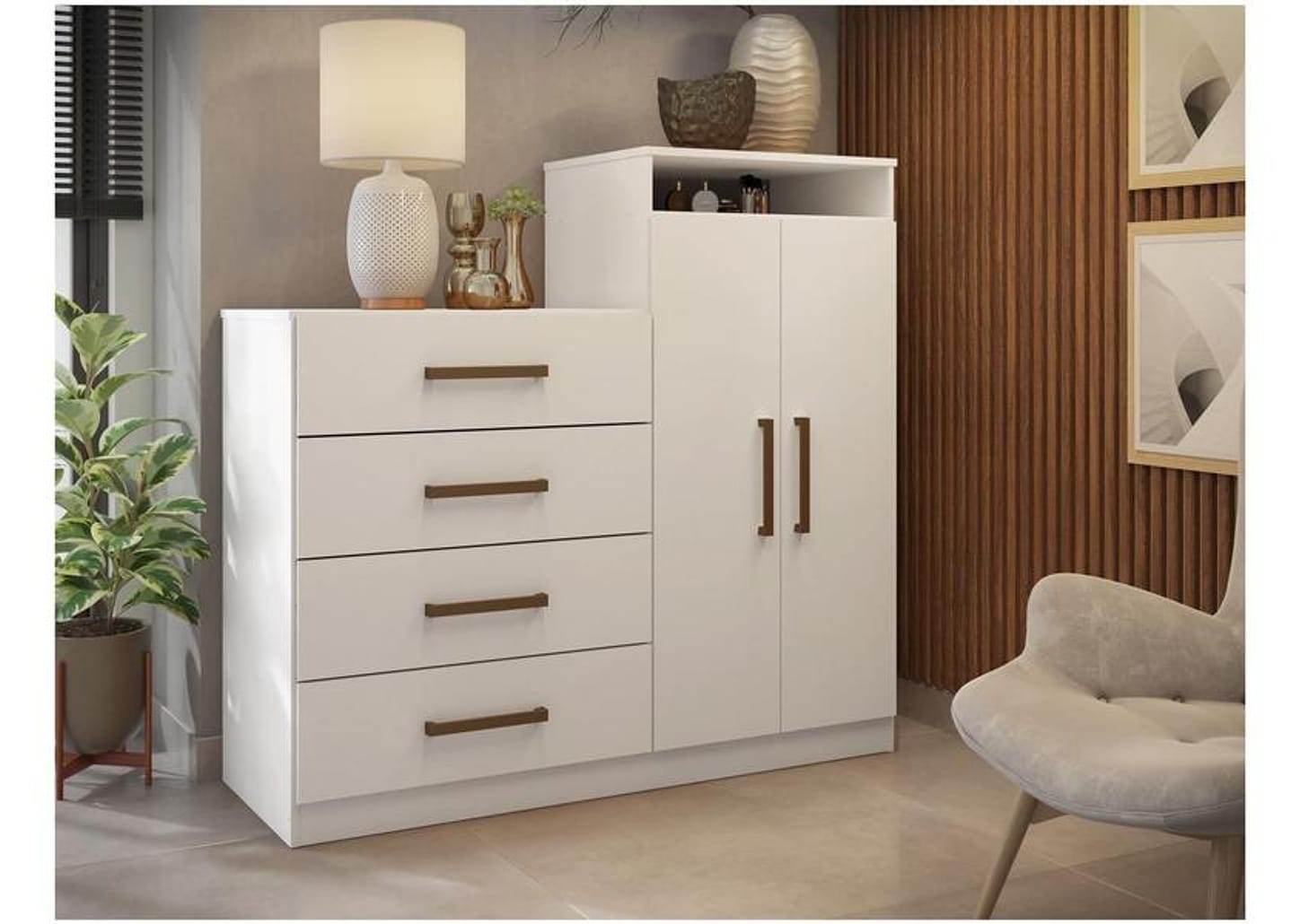 Cômoda 4 Gavetas 2 Portas Demóbile Aurea