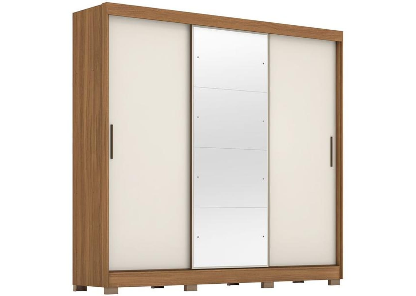 Guarda-roupa Casal com Espelho 3 Portas de Correr 6 Gavetas Demóbile Londres